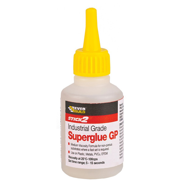 Everbuild Stick2 GP Medium Viscosity Industrial Superglue, 50gm Clear