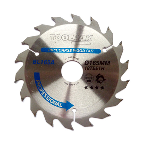 Toolpak Professional TCT Circular Saw Blade, 165mm x 30mm, 18 Teeth