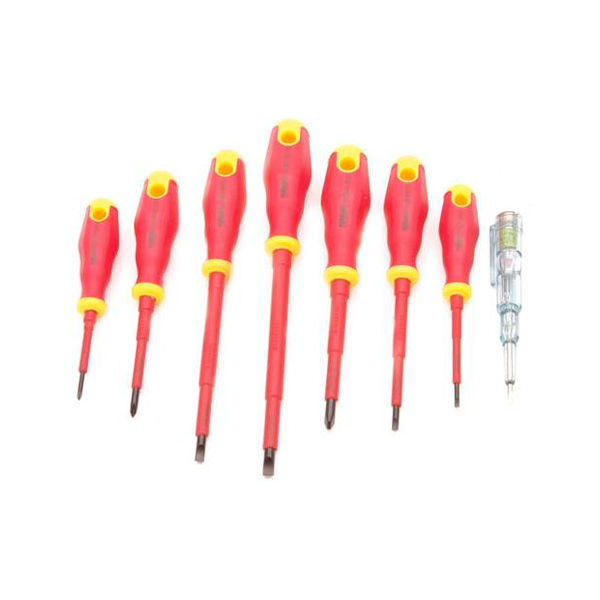 Rolson Tools Insulated Screwdriver Set, 7 Piece (includes All-Purpose Voltage Tester)