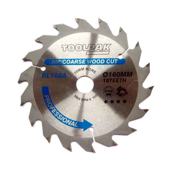 Toolpak Professional TCT Circular Saw Blade, 160mm x 20mm, 18 Teeth