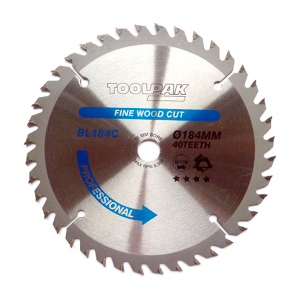 Toolpak Professional TCT Circular Saw Blade, 184mm x 16mm, 40 Teeth