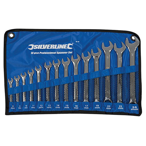 Silverline Combination Spanner Set, 14 Piece - Metric 8-24mm