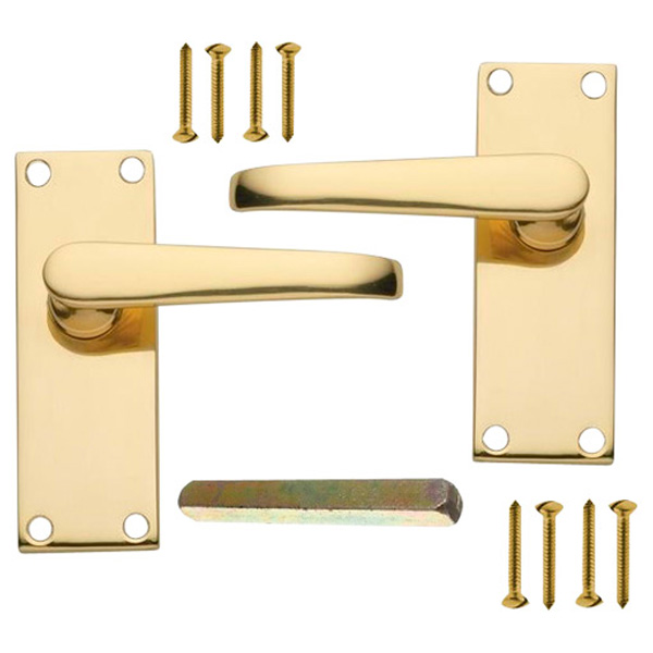 Victorian Style Latch Handle Set, Pair Solid Brass 113mm