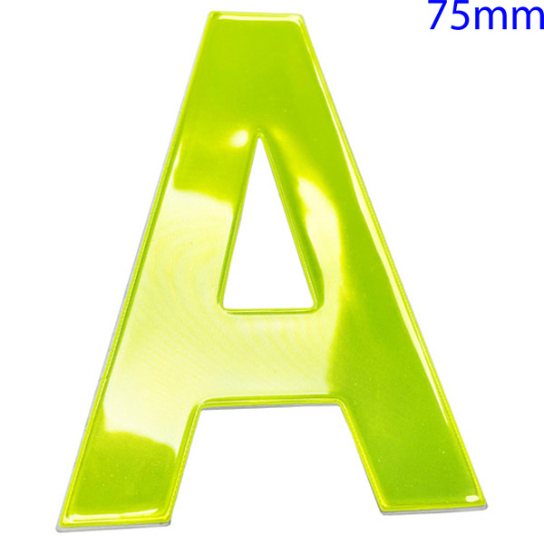 Yellow High Visibility Reflective Self Adhesive Vinyl Letter, 75mm Letter A