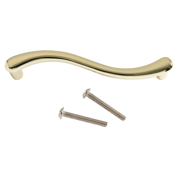 Pull Handle S Style, Brass 105mm Long with Fixings