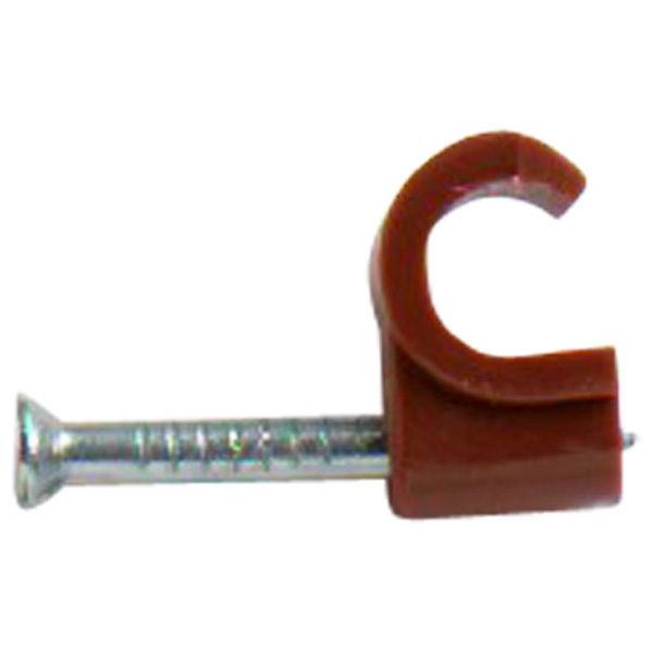 6mm+ Co-Axial TV Aerial Cable Clips, Brown (100 Pack)