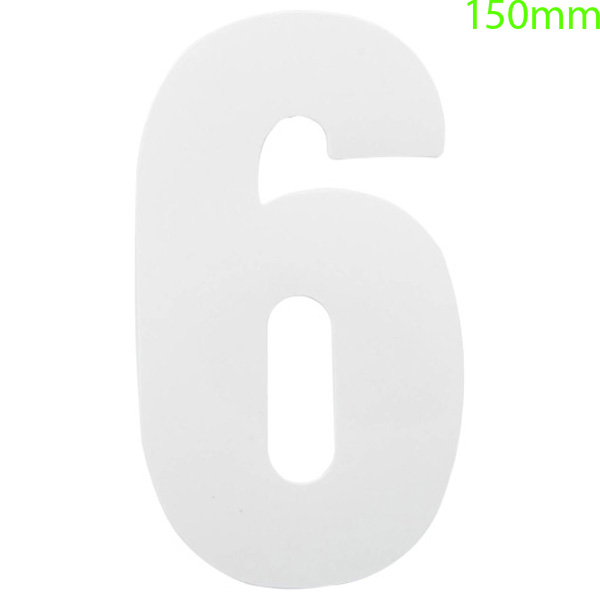 White Self Adhesive Vinyl Numeral, 150mm Number 6