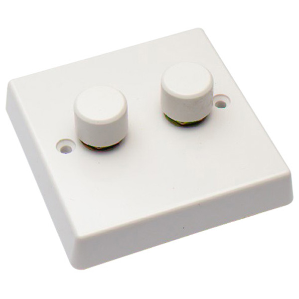 2-Gang Dimmer Switch, 400 Watt, White