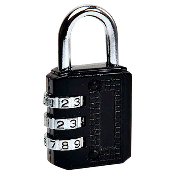 Combination Padlock with Resettable 3-Digit, Black 40mm