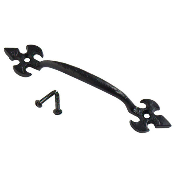 Fleur-de-Lys Style Pull Handle, Black Antique 150mm