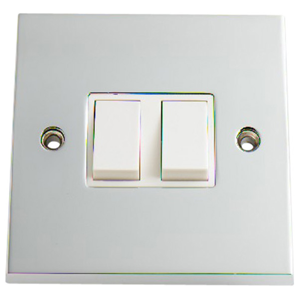 2-Gang 2-Way Light Switch, Chromed